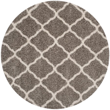 Safavieh 9 x 9 ft. Hudson Shag Power Loomed Round Area Rug; Grey & Ivory SGH283B-9R